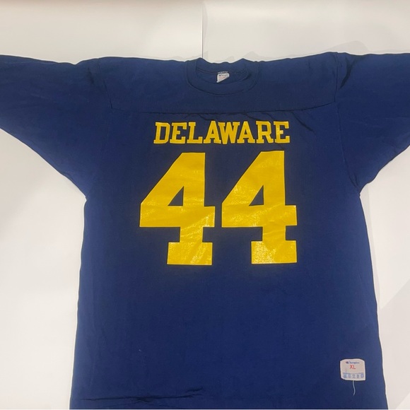 Vintage 70s Champion XL Delaware Football Jersey T-Shirt USA - Picture 2 of 9